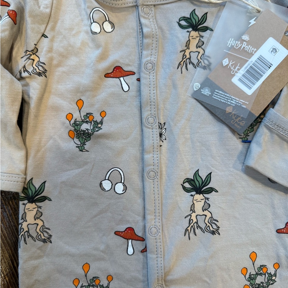 Kyte BABY Gray Mushroom Print Footie - Picture 3 of 5